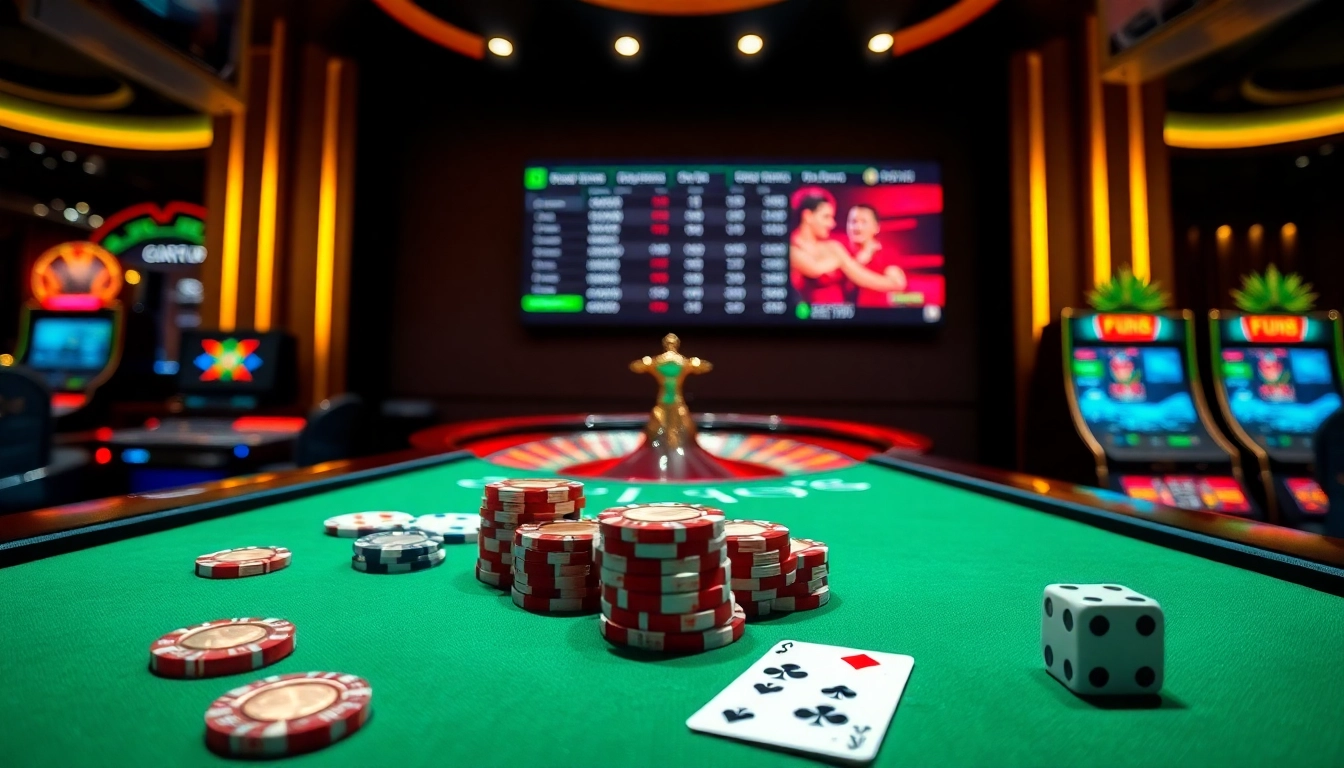 Engaging Fun88 online casino scene showcasing vibrant gambling activities.