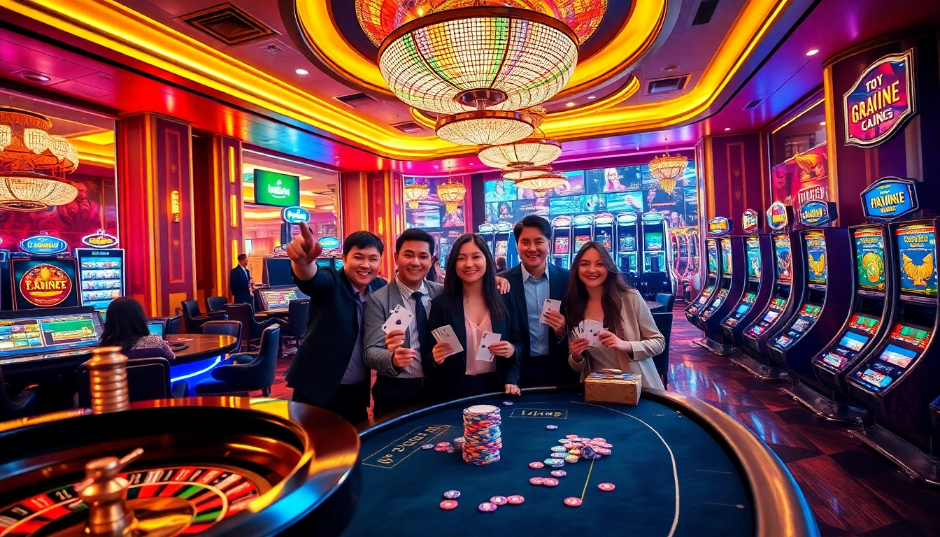 Gamblers enjoying an exciting game at UU88's luxurious casino table with colorful chips.