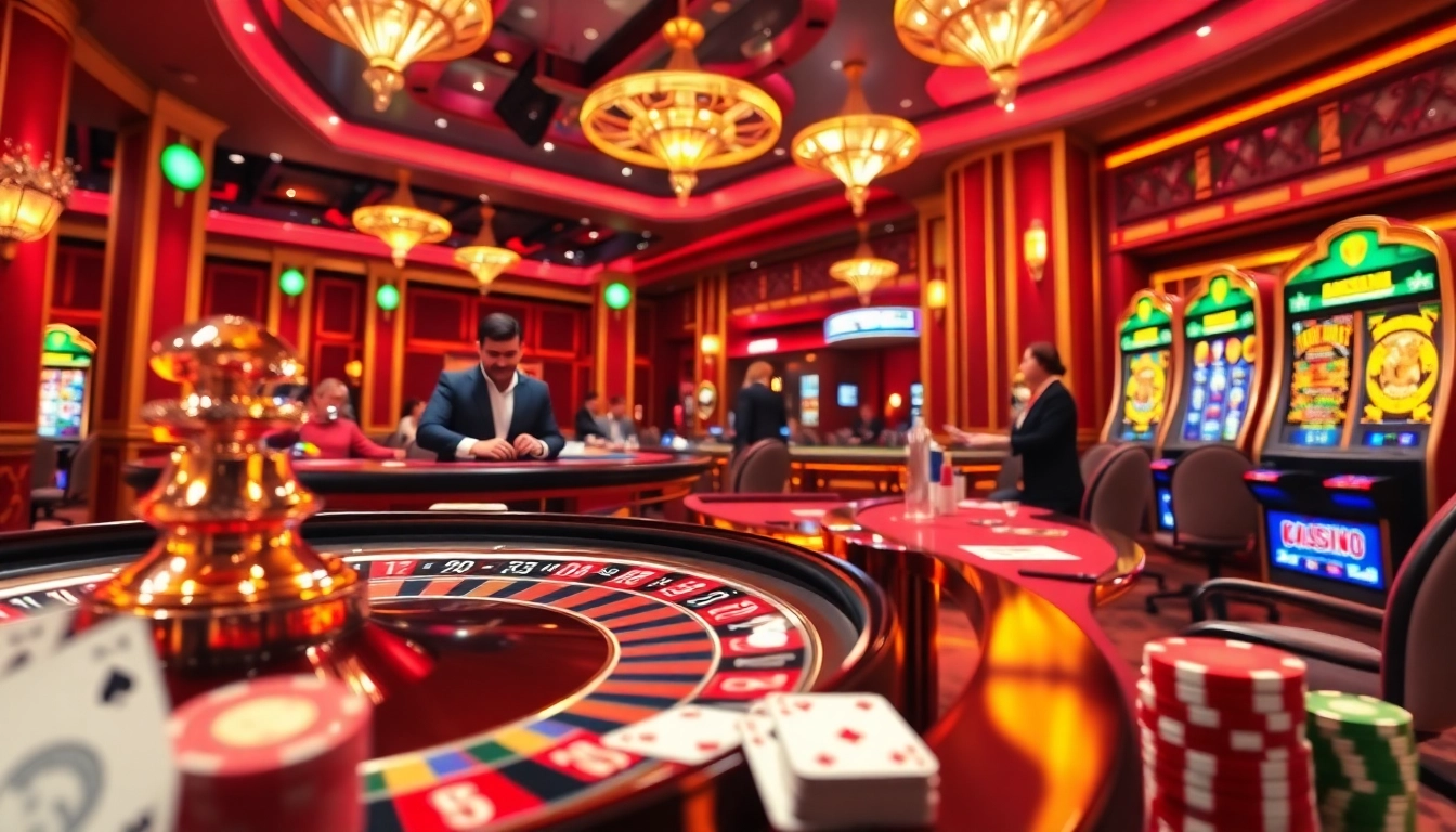 Enjoy the thrill of MB66 betting at a vibrant casino with engaging poker tables and roulette wheels.