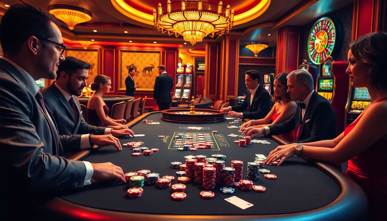 Exciting game at a poker table showcasing 99 ok with poker chips and vibrant casino ambiance.