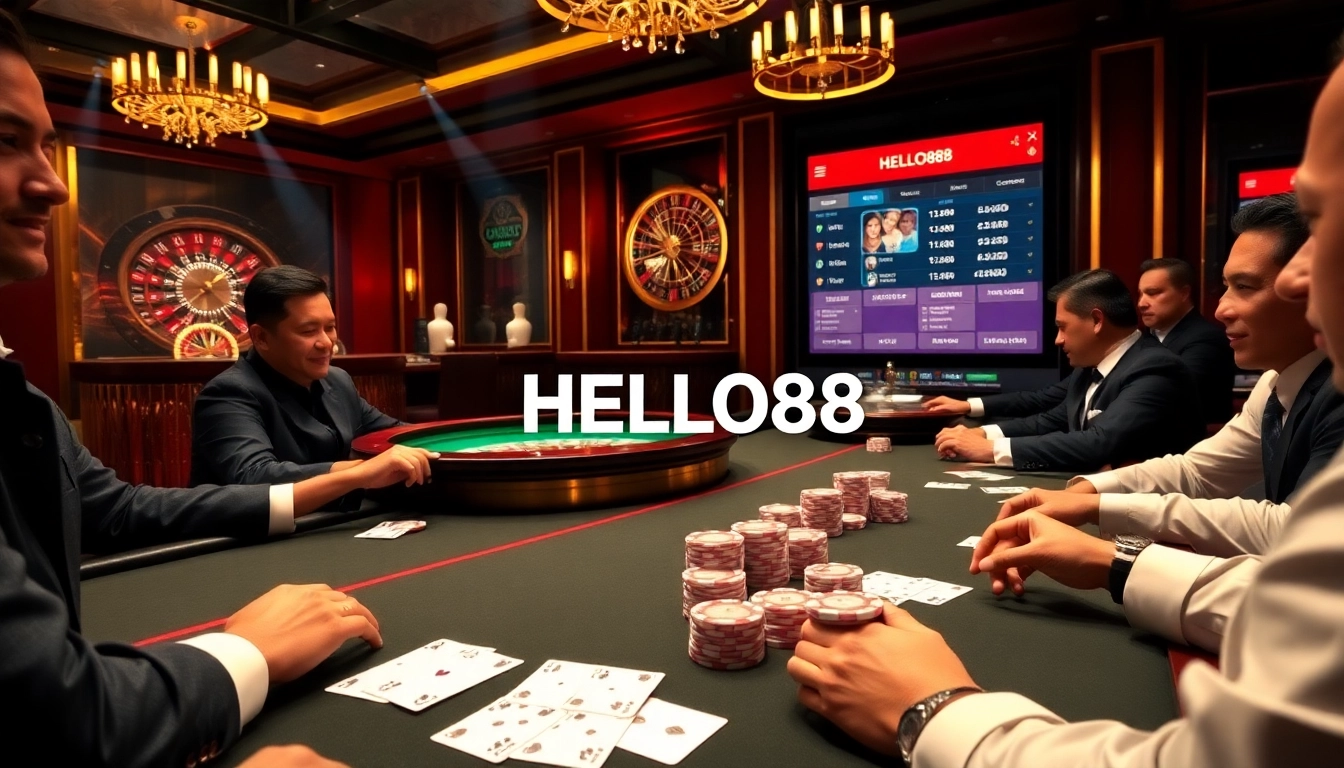 Experience excitement at HELLO88 with high-stakes poker, roulette, and vibrant casino visuals.