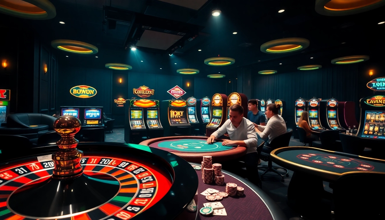 Experience the thrill of gambling at vswin with a vibrant casino scene featuring roulette and poker.