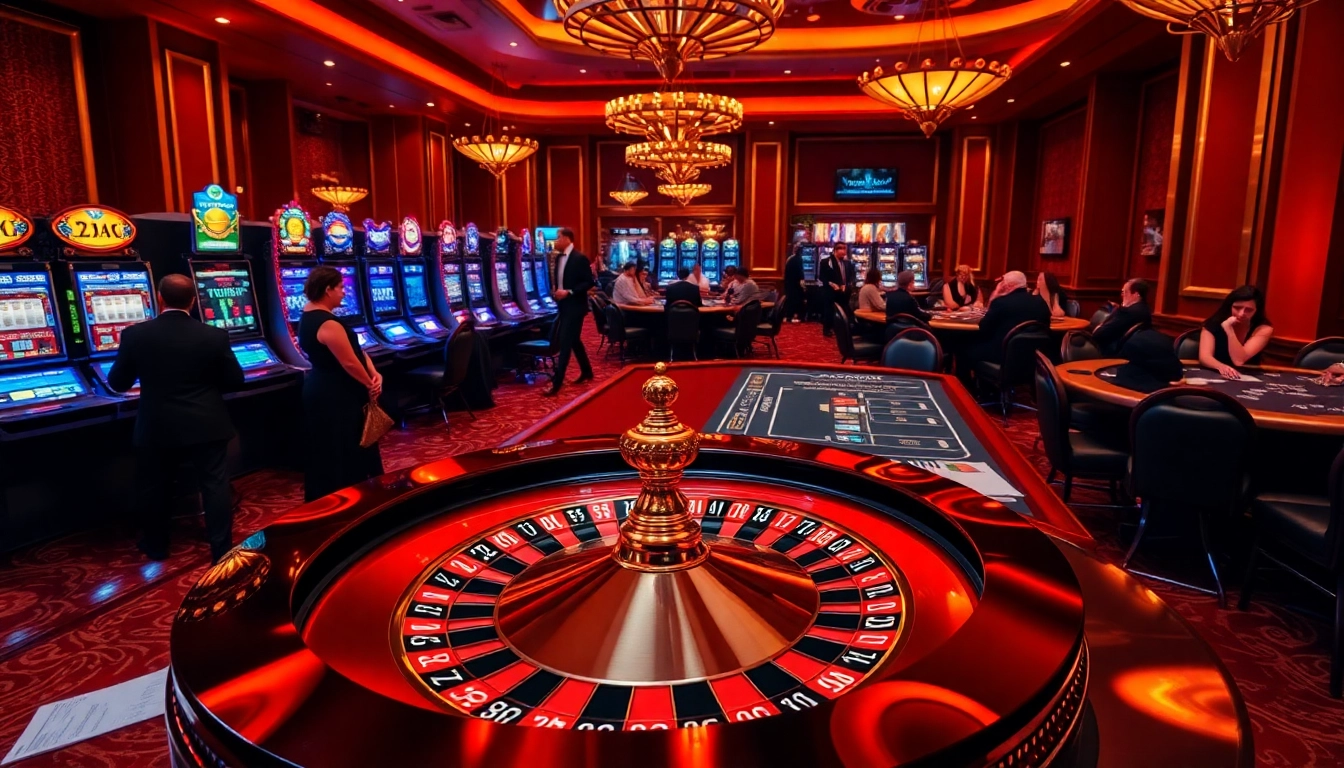 A vibrant casino scene showcasing engaging players at tables and slot machines, reflecting the essence of https://789p.shopping/.