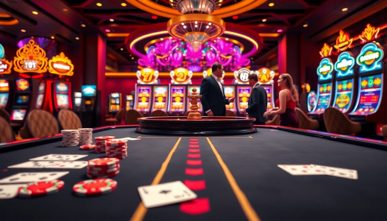 Exciting gaming scene at S8 com with vibrant poker chips and roulette wheel.