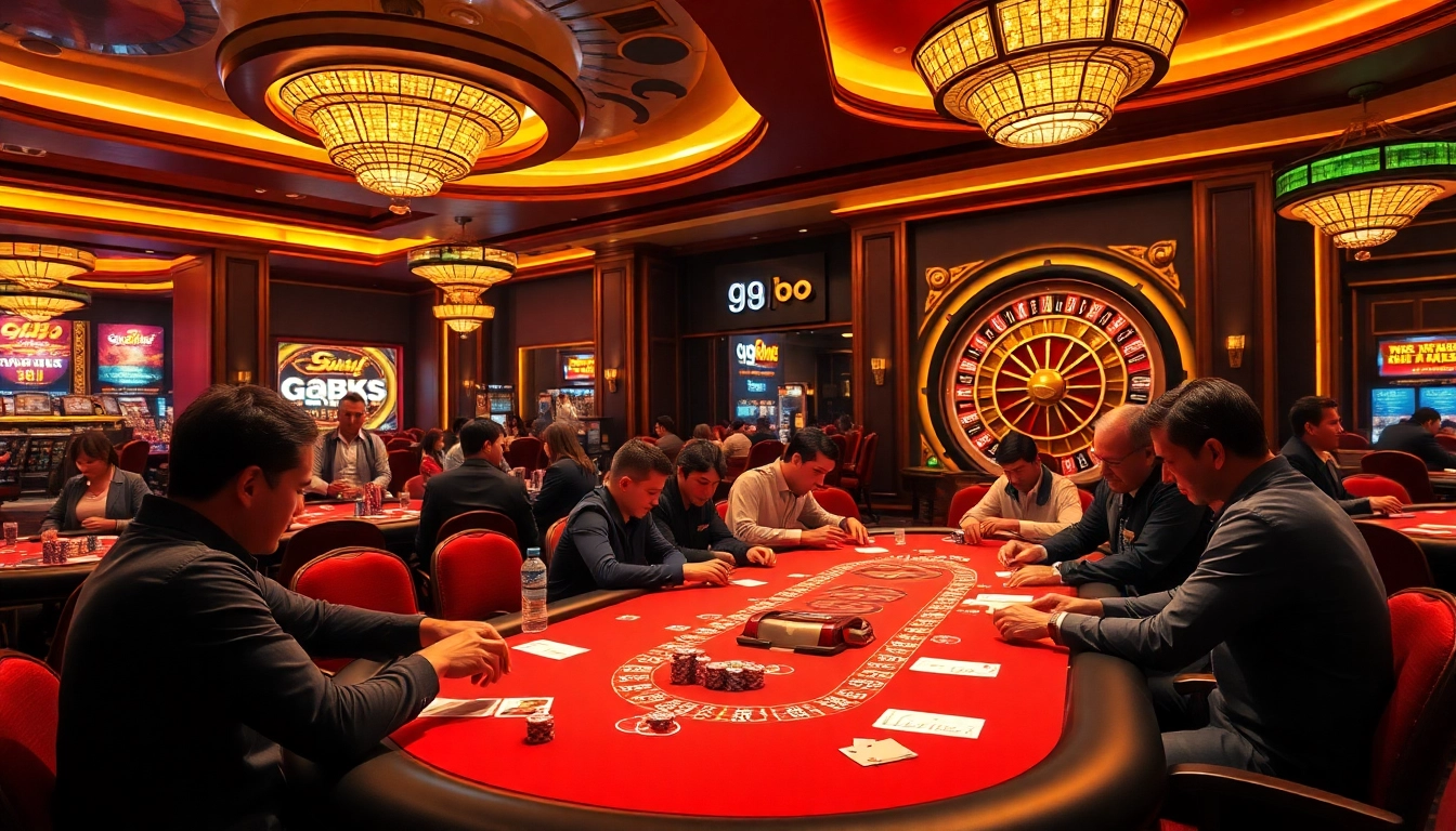 Experience the thrill of gambling at a poker table featuring go 88 themed decor, with vibrant chips and eager players.