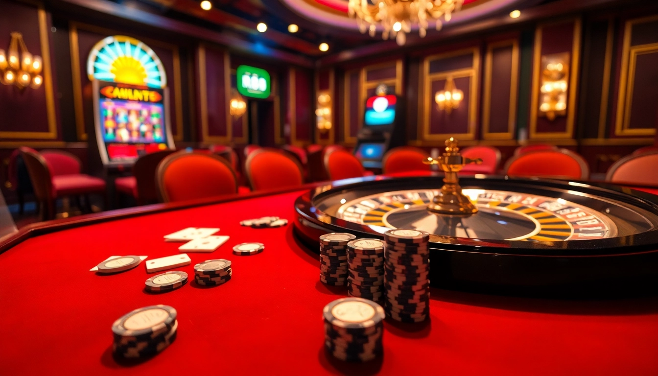 Experience the thrill of RR88 as players engage in exciting casino games, illuminated by vibrant lighting.