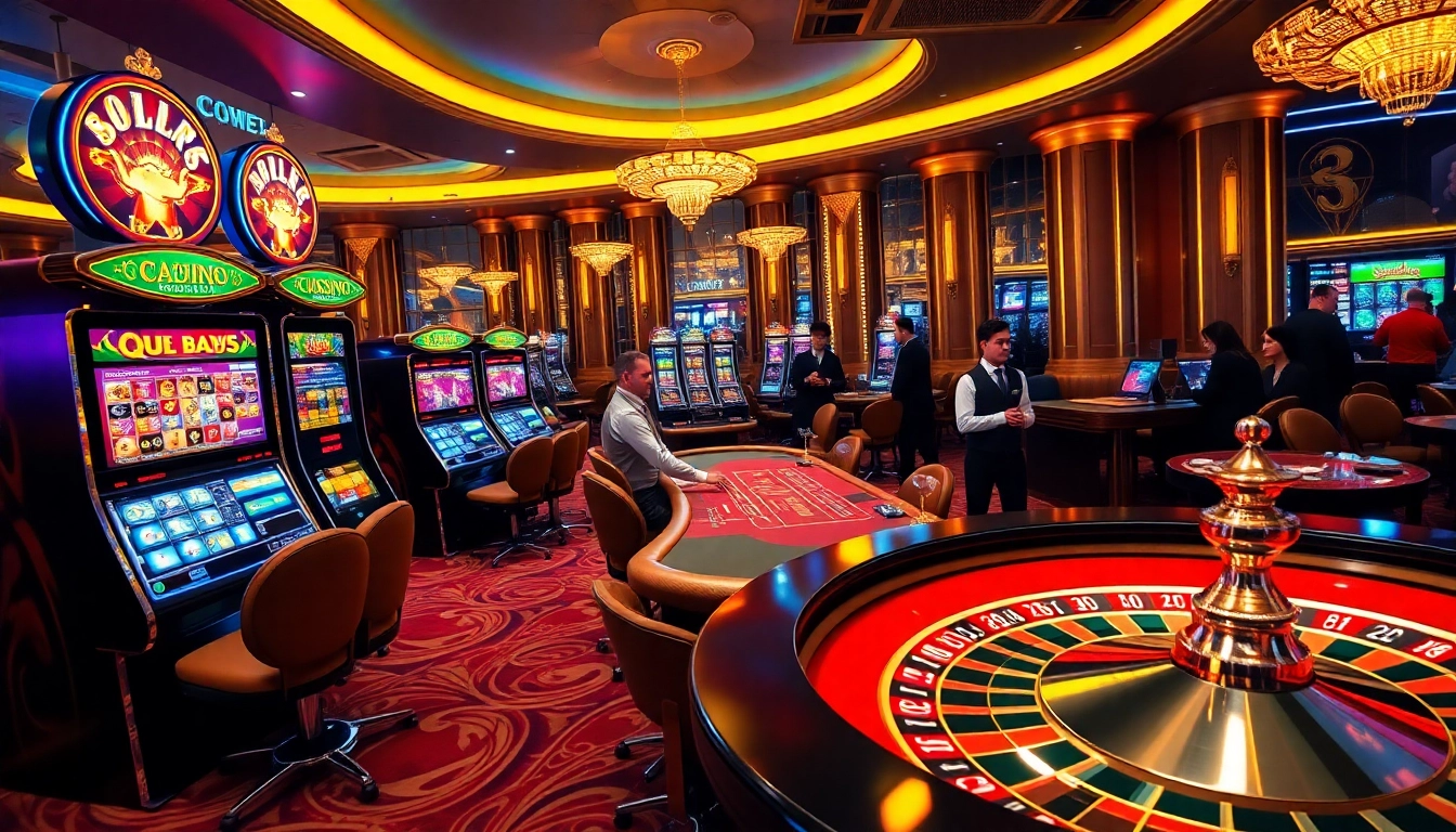 Experience thrilling gaming action at 9bet with vibrant slot machines and elegant tables.