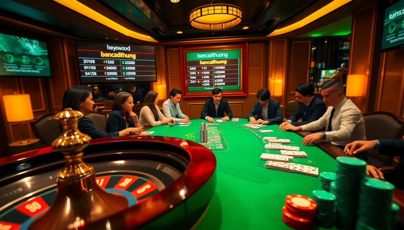 Strategic betting at bancadoithuong casino tables with vibrant poker chips and cards.