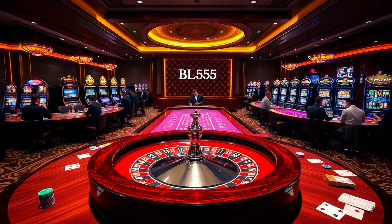 BL555 casino action with players at roulette and colorful chips on the table.