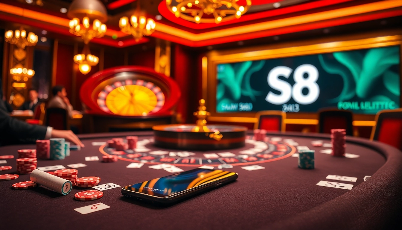 Experience the exciting rush of S8 casino with vibrant poker chips and luxurious gameplay.