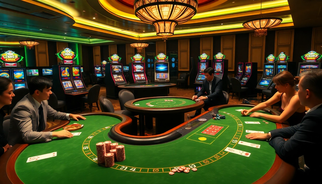 Players experience the excitement at u888's luxurious casino tables, engaging in poker and more.