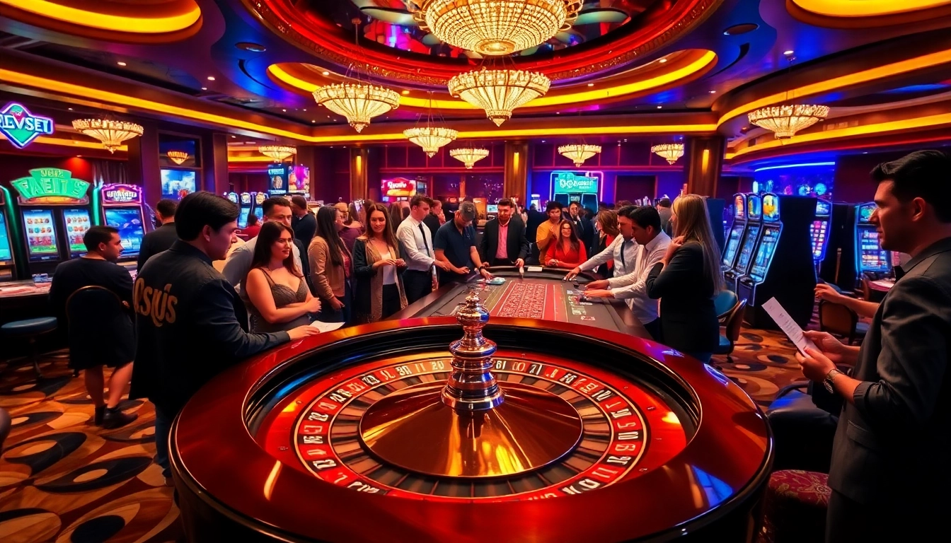 Excited players at the 789bet roulette table enjoying a vibrant casino atmosphere.