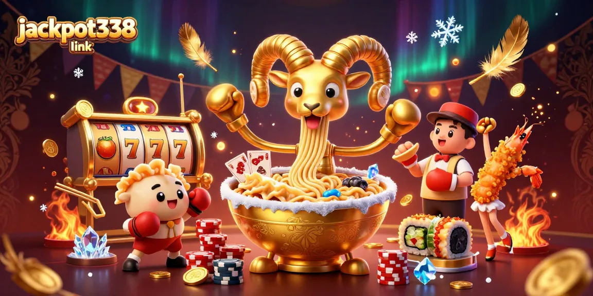 Engage with jackpot338 link in a vibrant 3D casino scene featuring unique characters and slot elements.