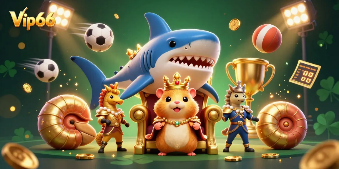 Experience VIP66's thrilling casino atmosphere with the golden hamster king and dynamic gaming elements.