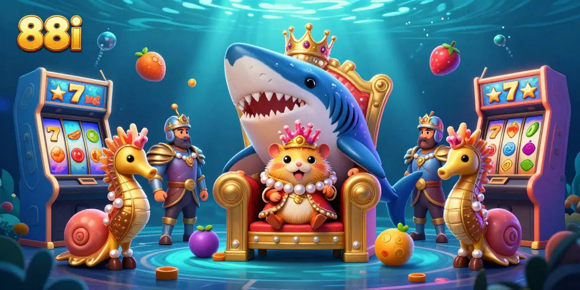 Spin and win at 88i with a vibrant slots scene featuring a golden hamster king and thrilling game elements.