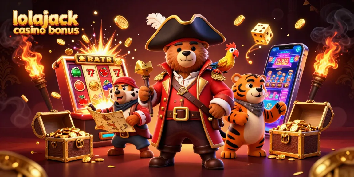 Experience the excitement of the lolajack casino bonus with vibrant characters and dynamic casino elements!