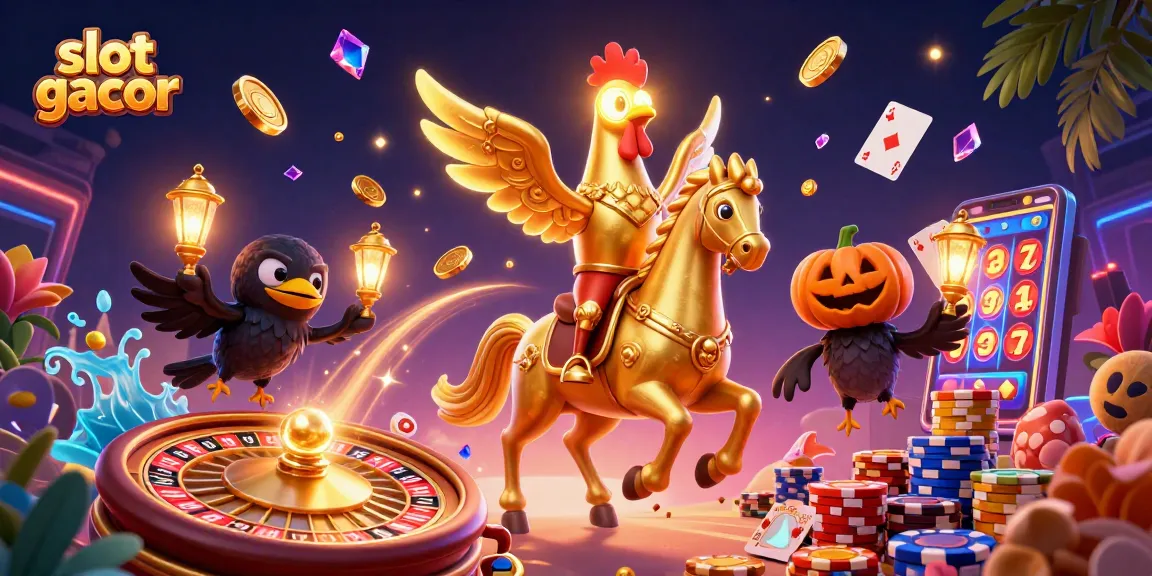 Slot gacor menampilkan kemenangannya dengan ilustrasi kucing emas yang menarik perhatian di kasino malam.