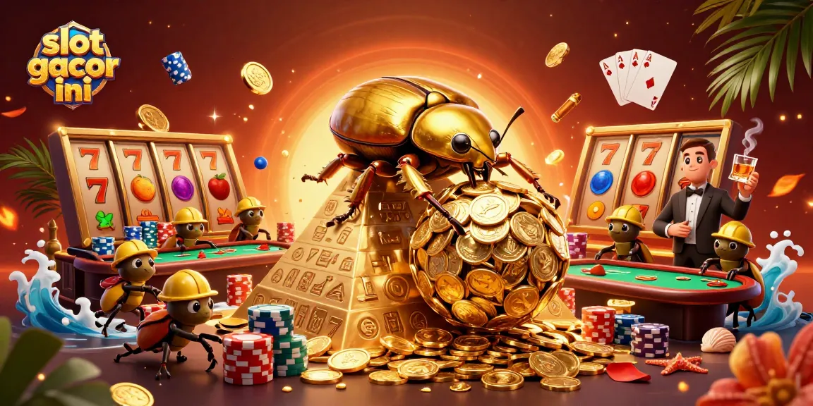 Experience the excitement of slot gacor malam ini with dynamic gaming elements including slot reels and poker tables.
