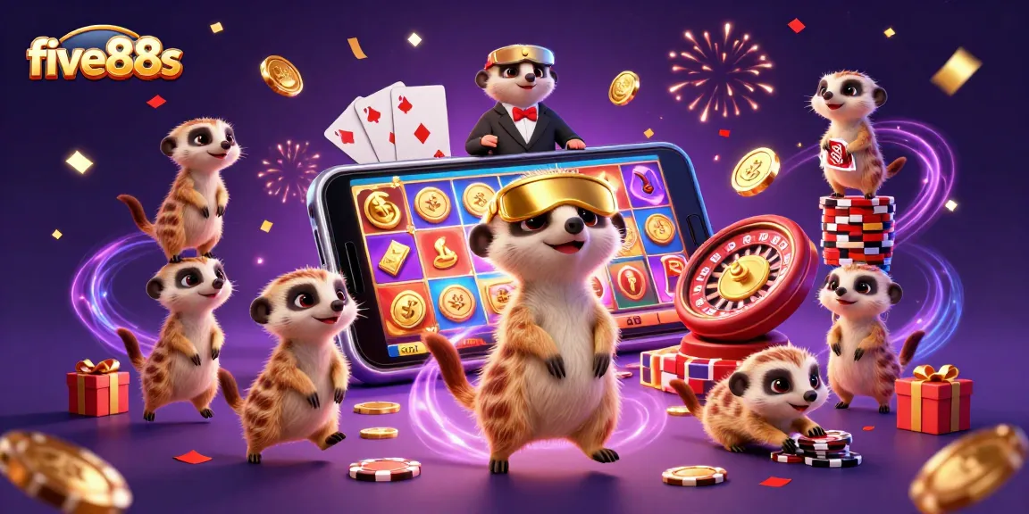 Experience the excitement at five88s with meerkats operating a fun-filled casino scene.