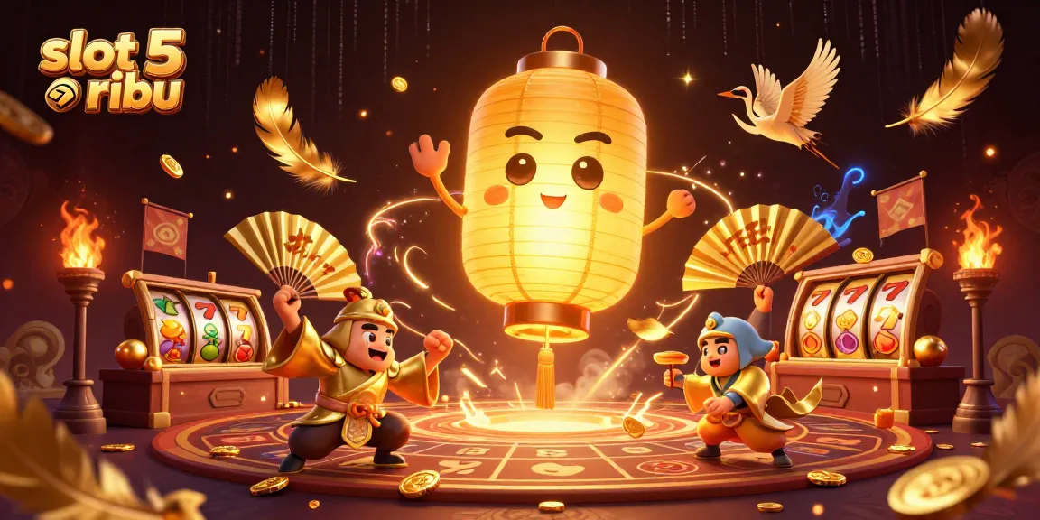 Spin and win big with slot 5 ribu in a vibrant night market casino scene.